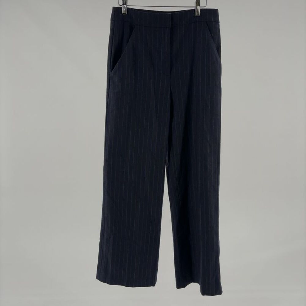 Veronica Beard Tonelli Navy Pinstripe Wide Leg Pants